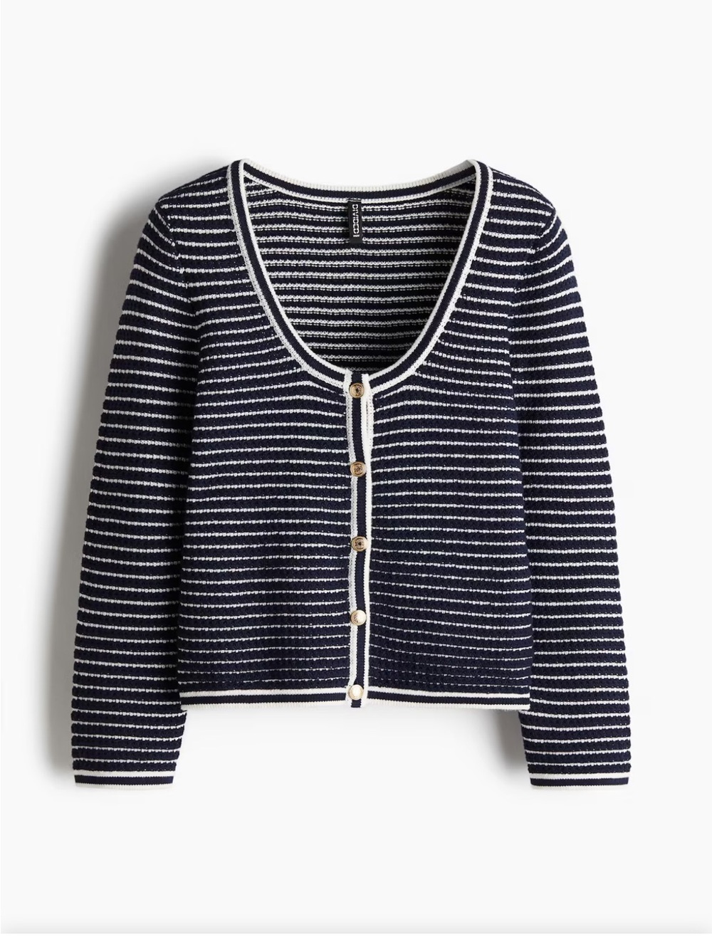 H&M Navy and White Striped Button-Front Cardigan